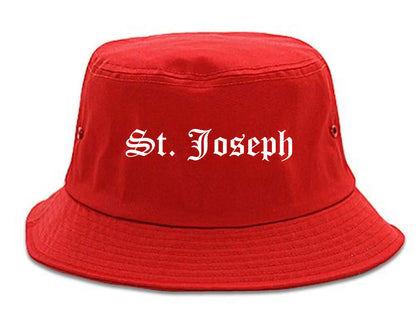 St. Joseph Missouri MO Old English Mens Bucket Hat Red