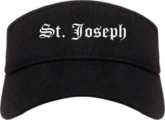 St. Joseph Missouri MO Old English Mens Visor Cap Hat Black