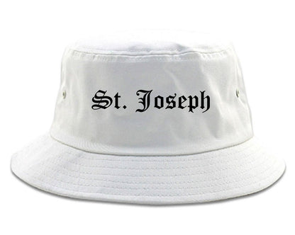 St. Joseph Missouri MO Old English Mens Bucket Hat White