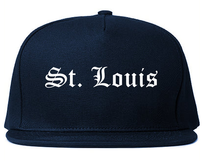 St. Louis Michigan MI Old English Mens Snapback Hat Navy Blue