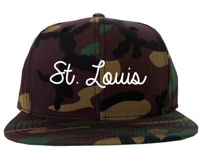 St. Louis Michigan MI Script Mens Snapback Hat Army Camo