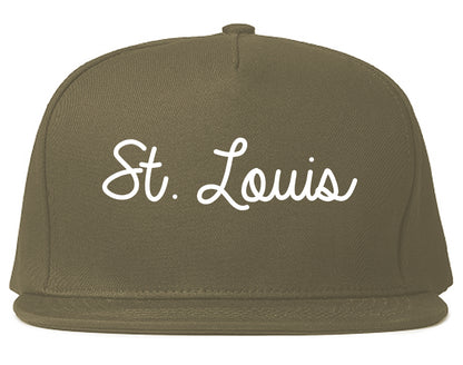 St. Louis Michigan MI Script Mens Snapback Hat Grey