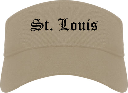 St. Louis Michigan MI Old English Mens Visor Cap Hat Khaki