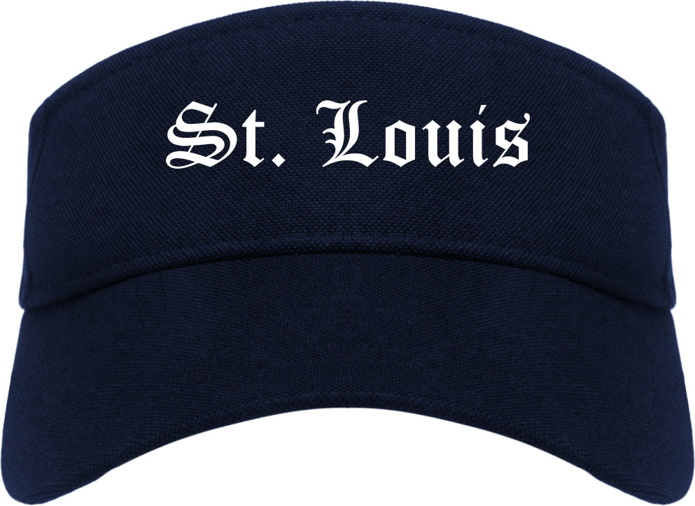 St. Louis Michigan MI Old English Mens Visor Cap Hat Navy Blue