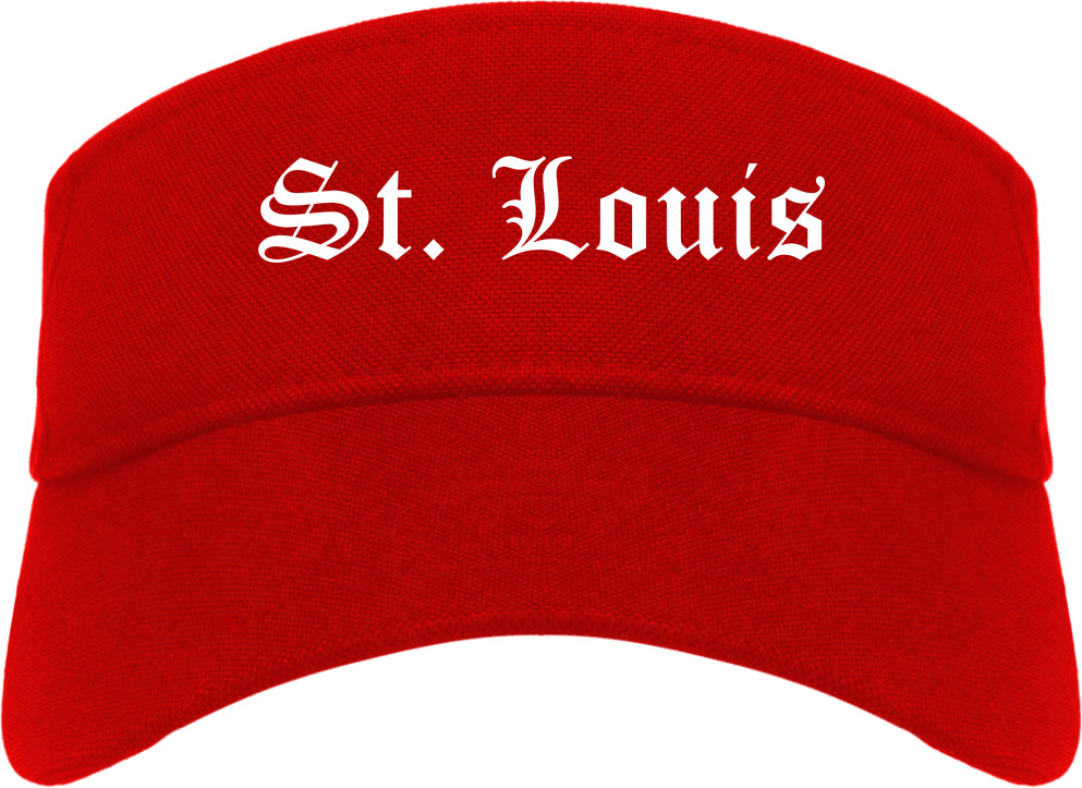 St. Louis Michigan MI Old English Mens Visor Cap Hat Red