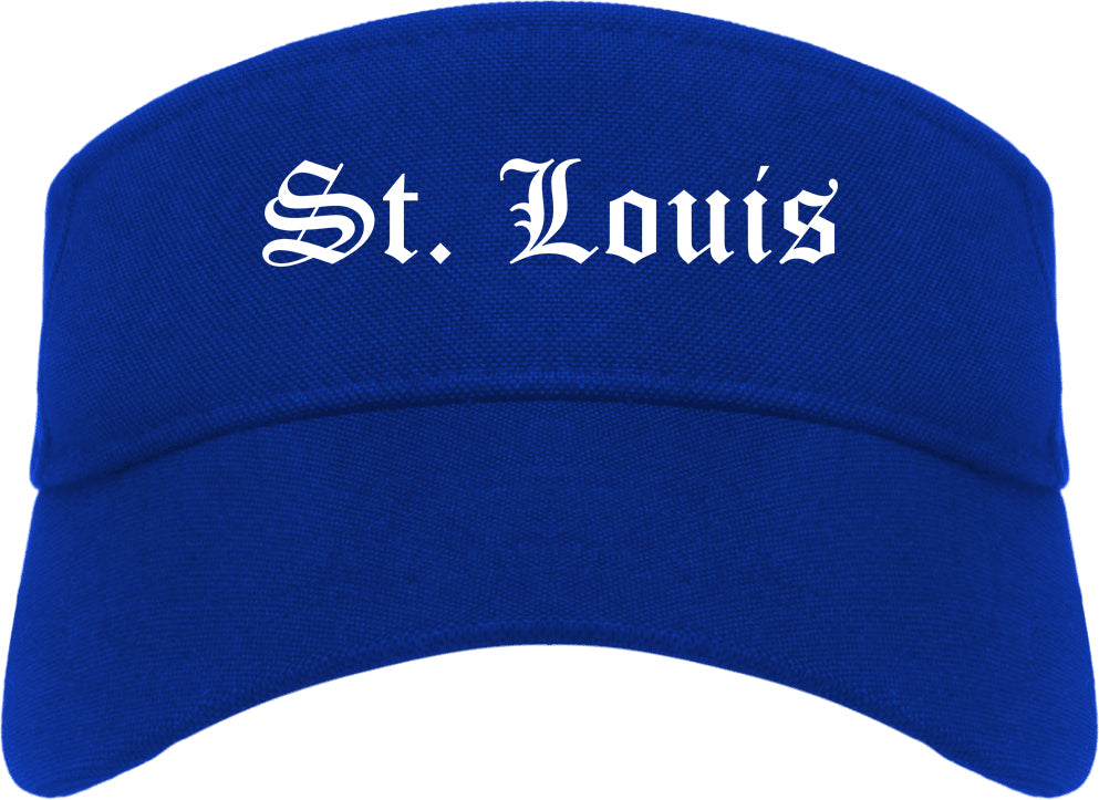 St. Louis Michigan MI Old English Mens Visor Cap Hat Royal Blue