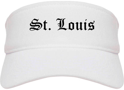 St. Louis Michigan MI Old English Mens Visor Cap Hat White