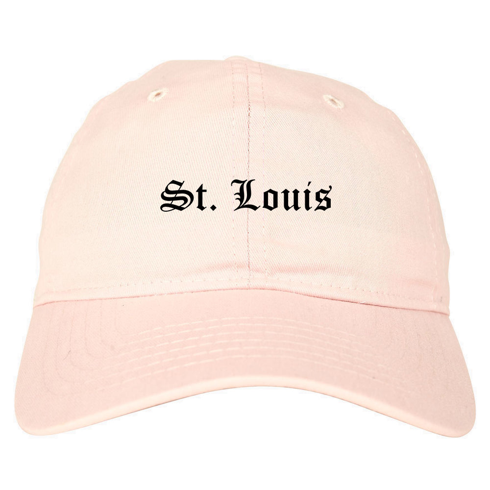 St. Louis Missouri MO Old English Mens Dad Hat Baseball Cap Pink