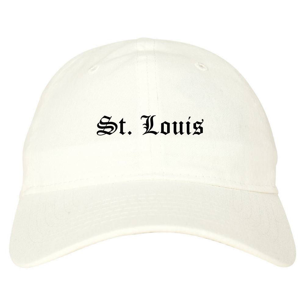 St. Louis Missouri MO Old English Mens Dad Hat Baseball Cap White