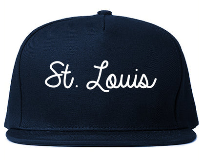 St. Louis Missouri MO Script Mens Snapback Hat Navy Blue