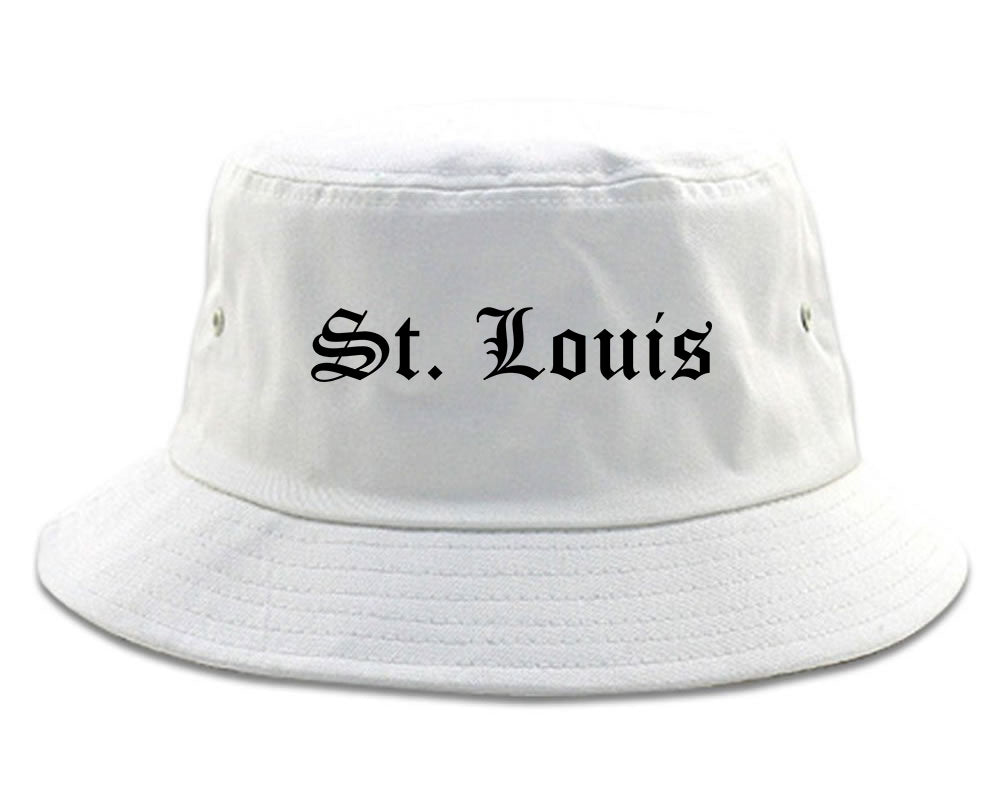 St. Louis Missouri MO Old English Mens Bucket Hat White