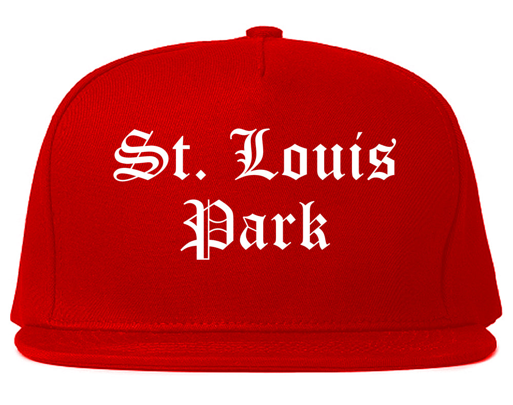 St. Louis Park Minnesota MN Old English Mens Snapback Hat Red