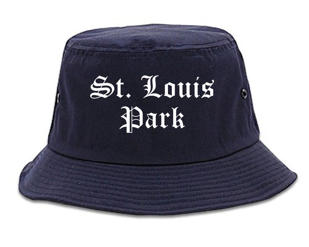 St. Louis Park Minnesota MN Old English Mens Bucket Hat Navy Blue