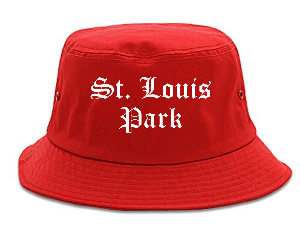 St. Louis Park Minnesota MN Old English Mens Bucket Hat Red
