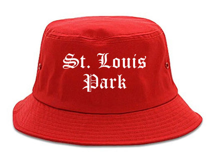 St. Louis Park Minnesota MN Old English Mens Bucket Hat Red