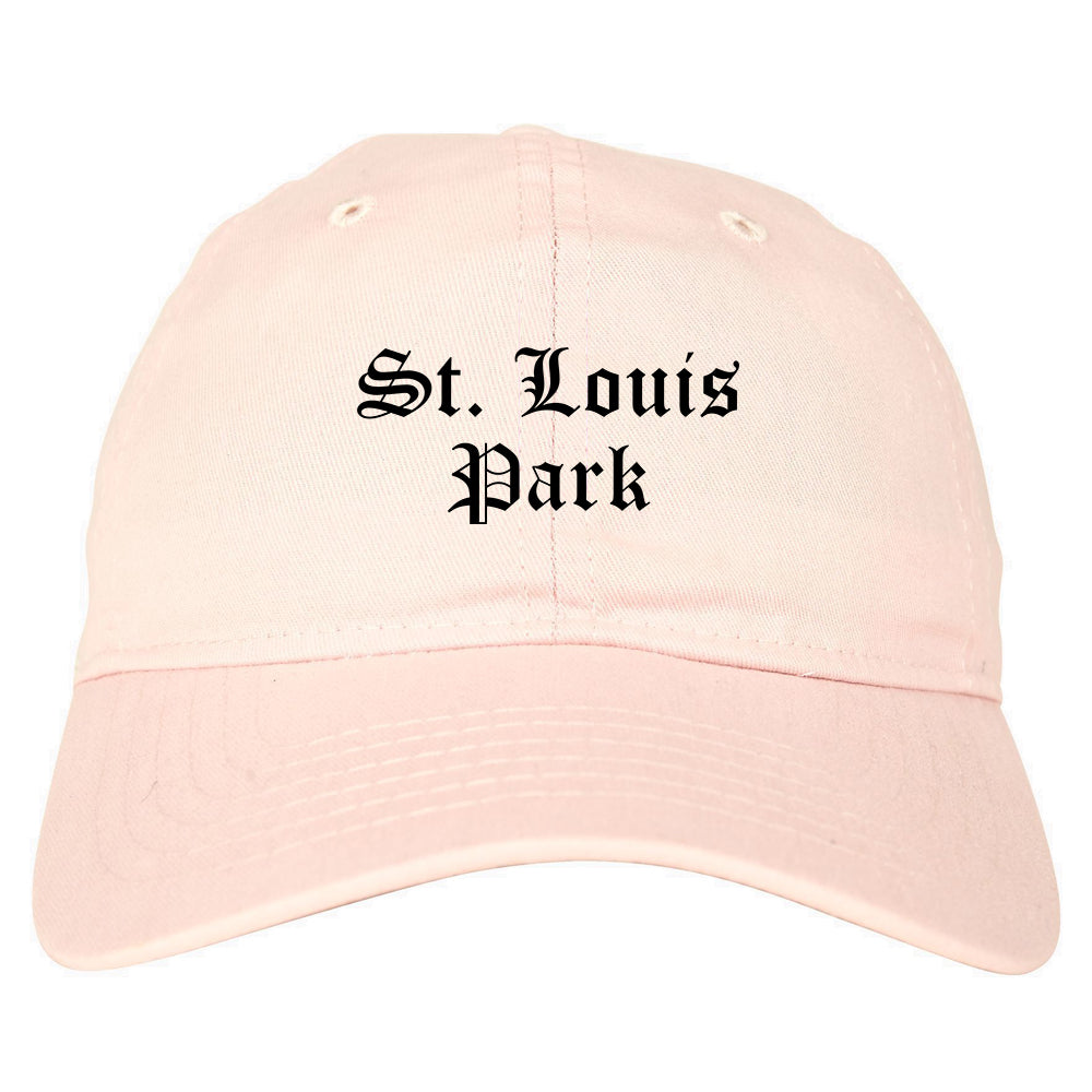 St. Louis Park Minnesota MN Old English Mens Dad Hat Baseball Cap Pink