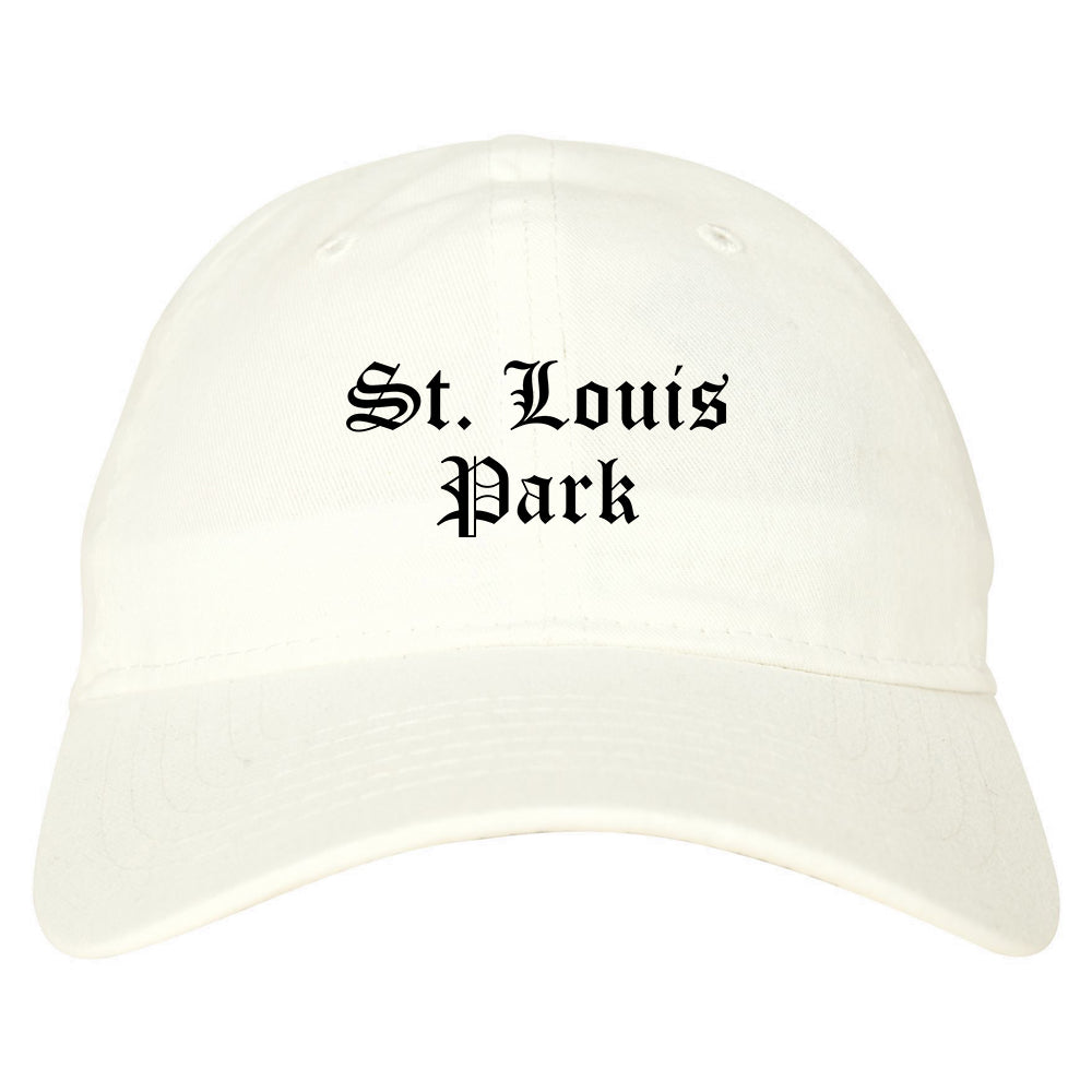 St. Louis Park Minnesota MN Old English Mens Dad Hat Baseball Cap White
