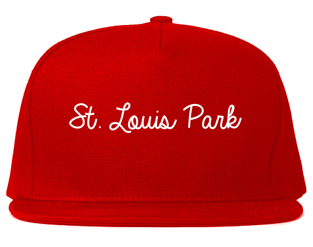 St. Louis Park Minnesota MN Script Mens Snapback Hat Red