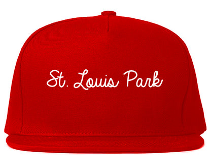 St. Louis Park Minnesota MN Script Mens Snapback Hat Red