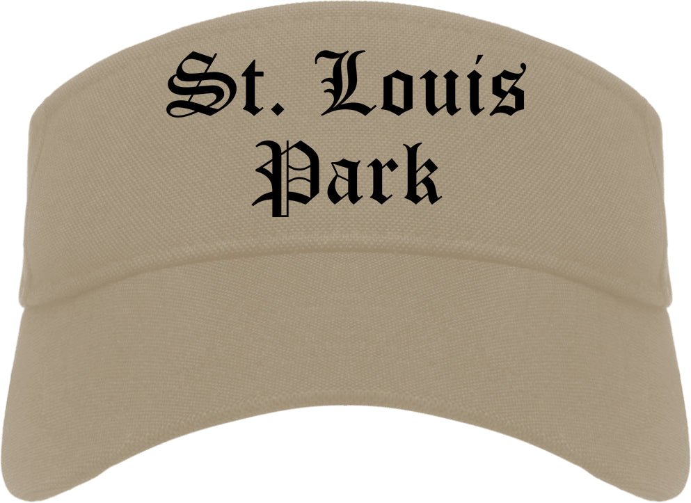 St. Louis Park Minnesota MN Old English Mens Visor Cap Hat Khaki
