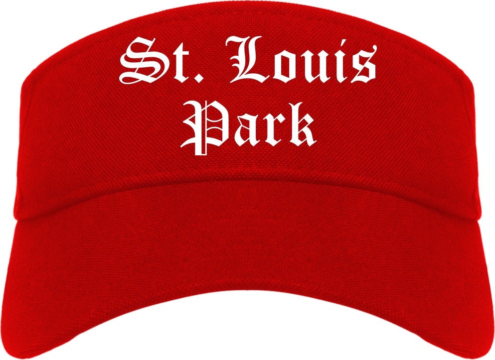 St. Louis Park Minnesota MN Old English Mens Visor Cap Hat Red