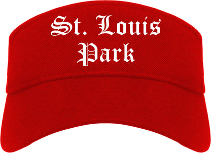 St. Louis Park Minnesota MN Old English Mens Visor Cap Hat Red