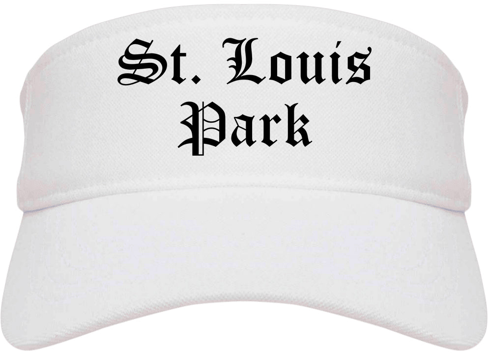St. Louis Park Minnesota MN Old English Mens Visor Cap Hat White