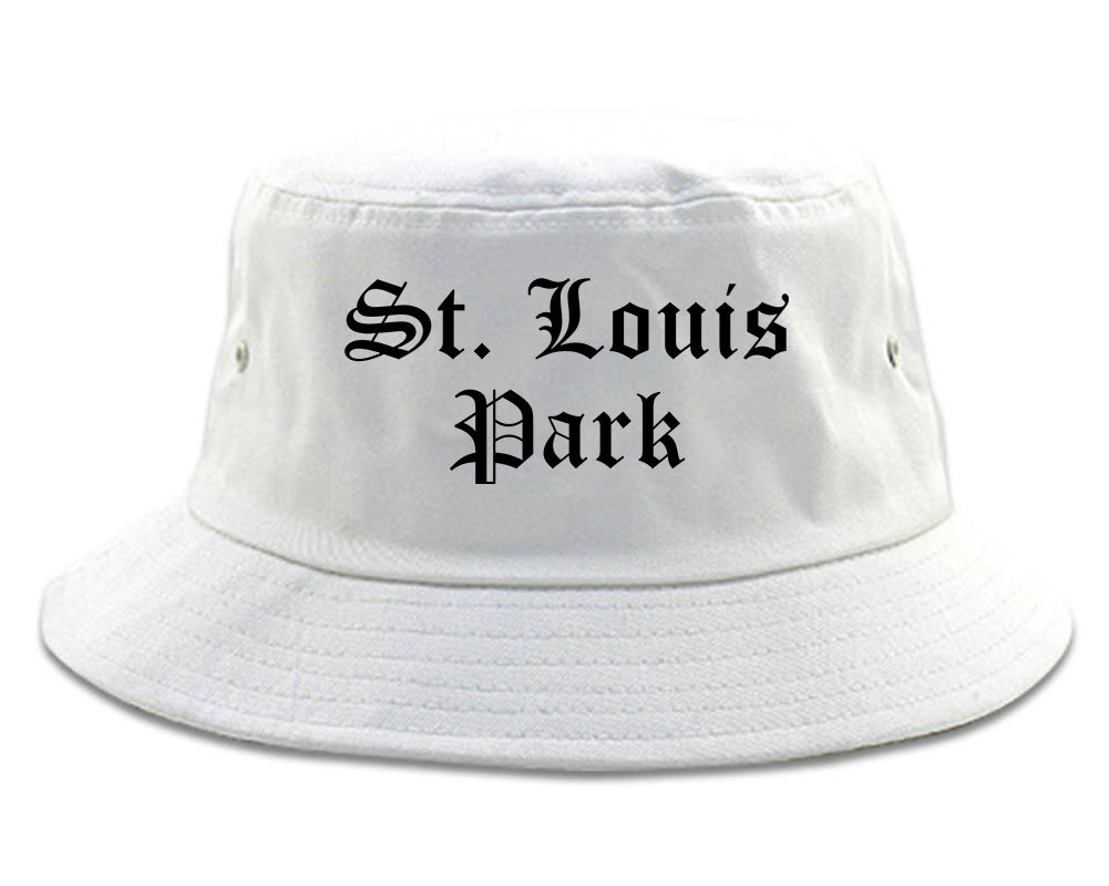 St. Louis Park Minnesota MN Old English Mens Bucket Hat White