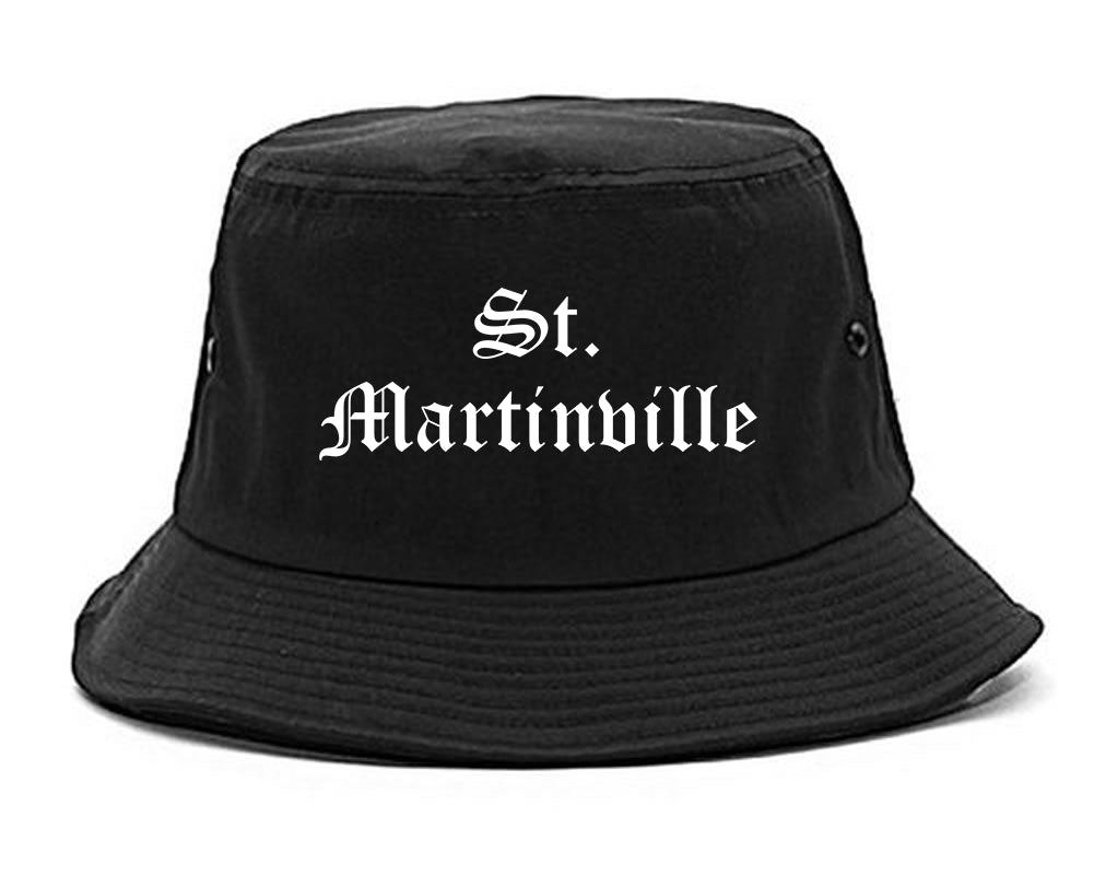 St. Martinville Louisiana LA Old English Mens Bucket Hat Black