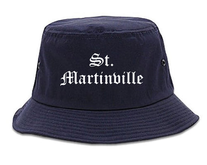 St. Martinville Louisiana LA Old English Mens Bucket Hat Navy Blue
