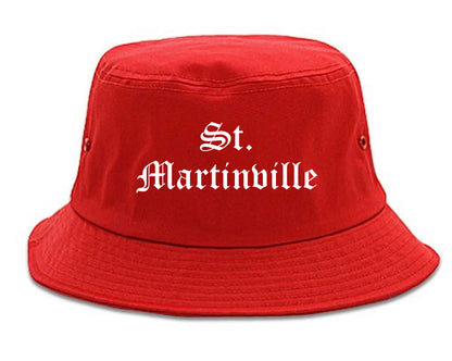 St. Martinville Louisiana LA Old English Mens Bucket Hat Red