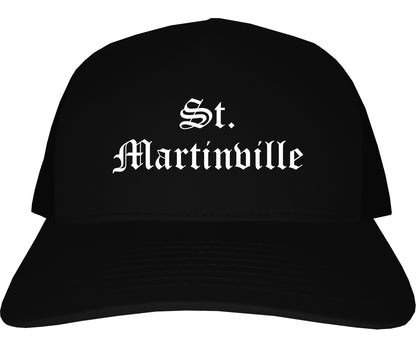 St. Martinville Louisiana LA Old English Mens Trucker Hat Cap Black