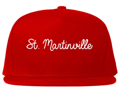 St. Martinville Louisiana LA Script Mens Snapback Hat Red