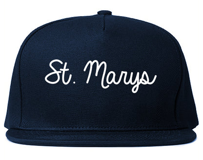 St. Marys Georgia GA Script Mens Snapback Hat Navy Blue