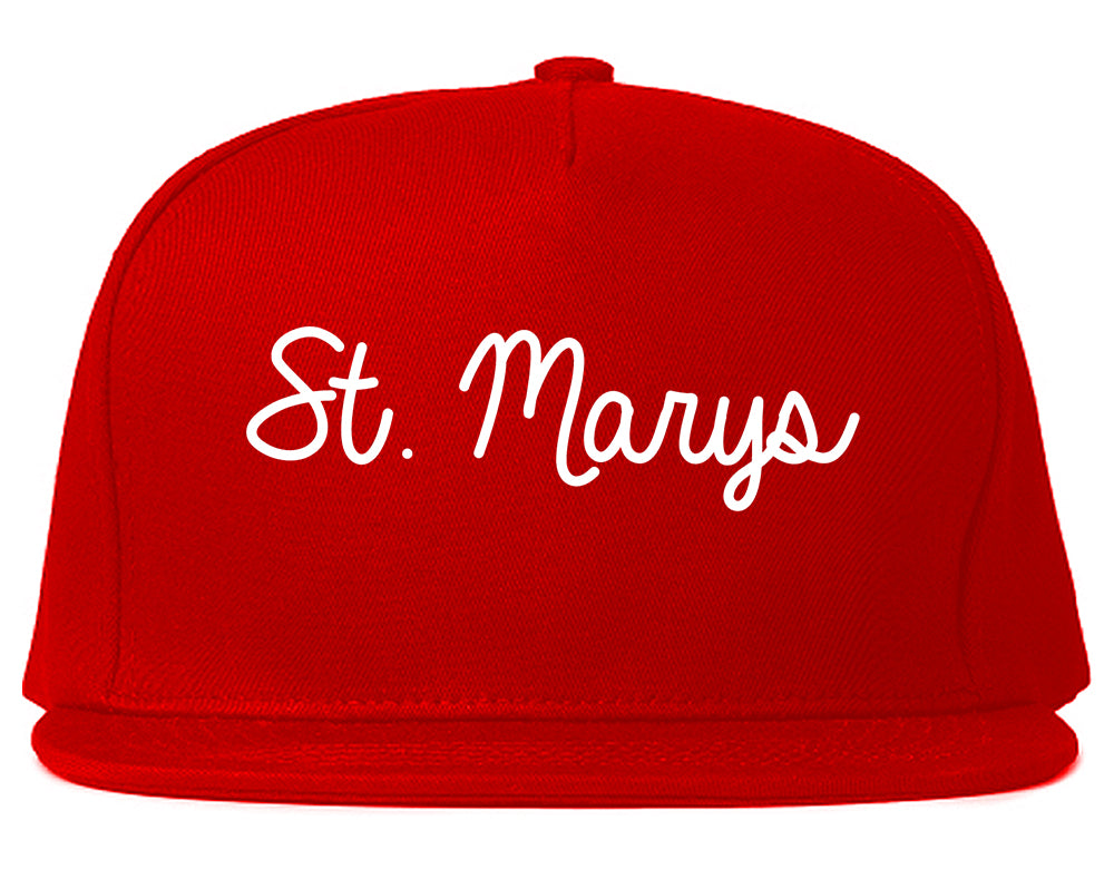 St. Marys Georgia GA Script Mens Snapback Hat Red