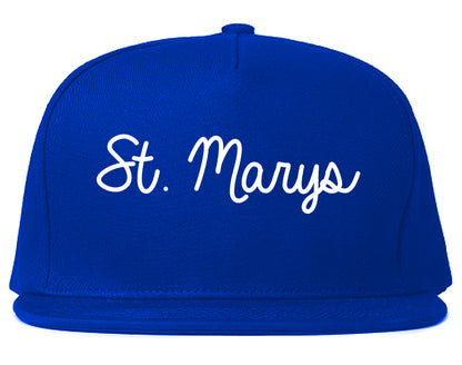 St. Marys Georgia GA Script Mens Snapback Hat Royal Blue