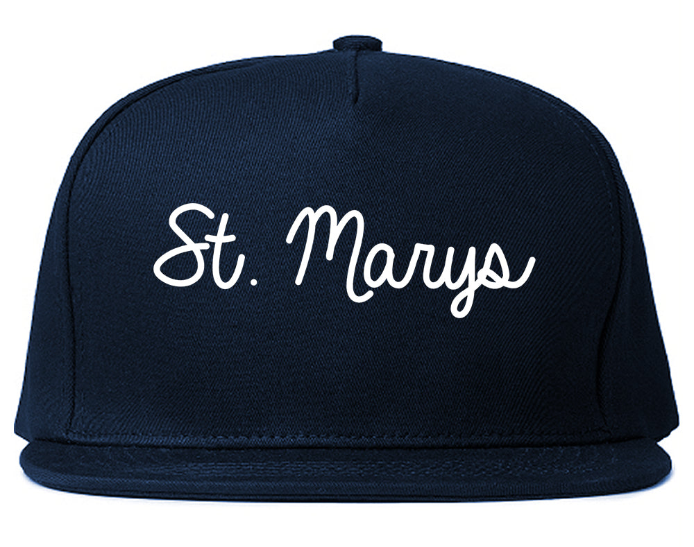 St. Marys Ohio OH Script Mens Snapback Hat Navy Blue