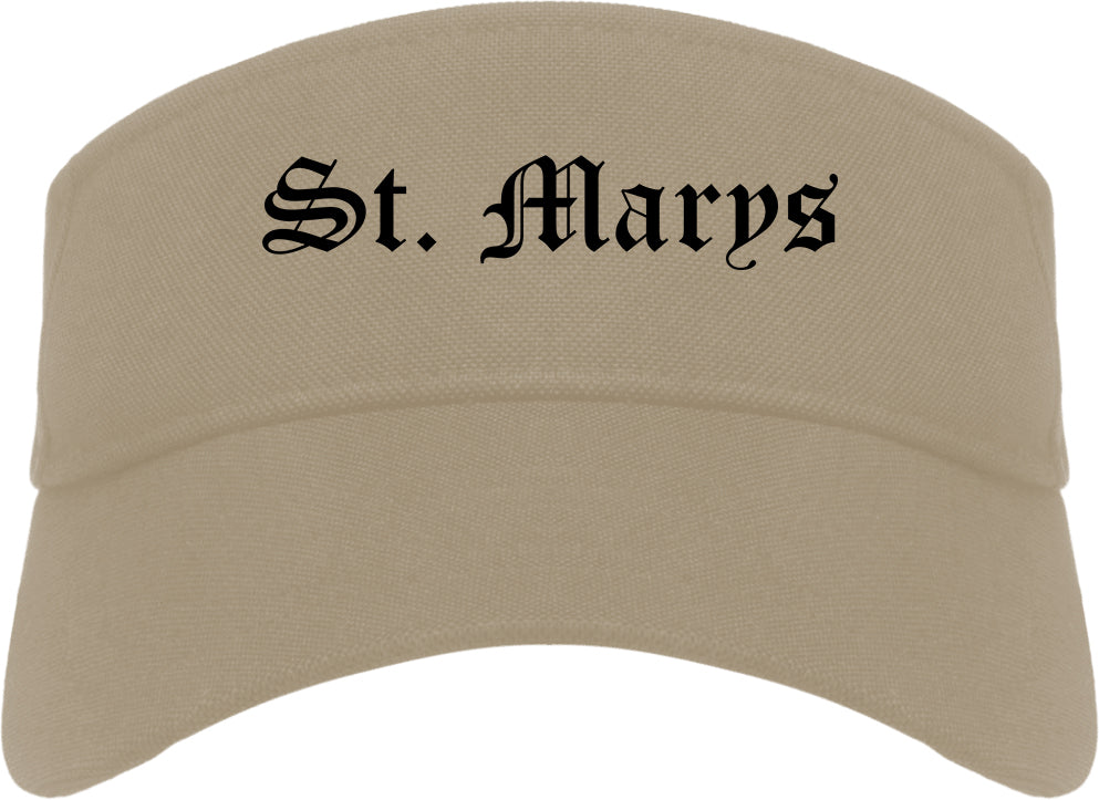 St. Marys Ohio OH Old English Mens Visor Cap Hat Khaki