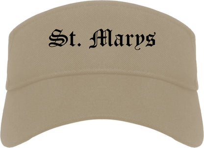 St. Marys Ohio OH Old English Mens Visor Cap Hat Khaki