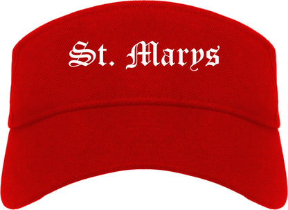 St. Marys Ohio OH Old English Mens Visor Cap Hat Red