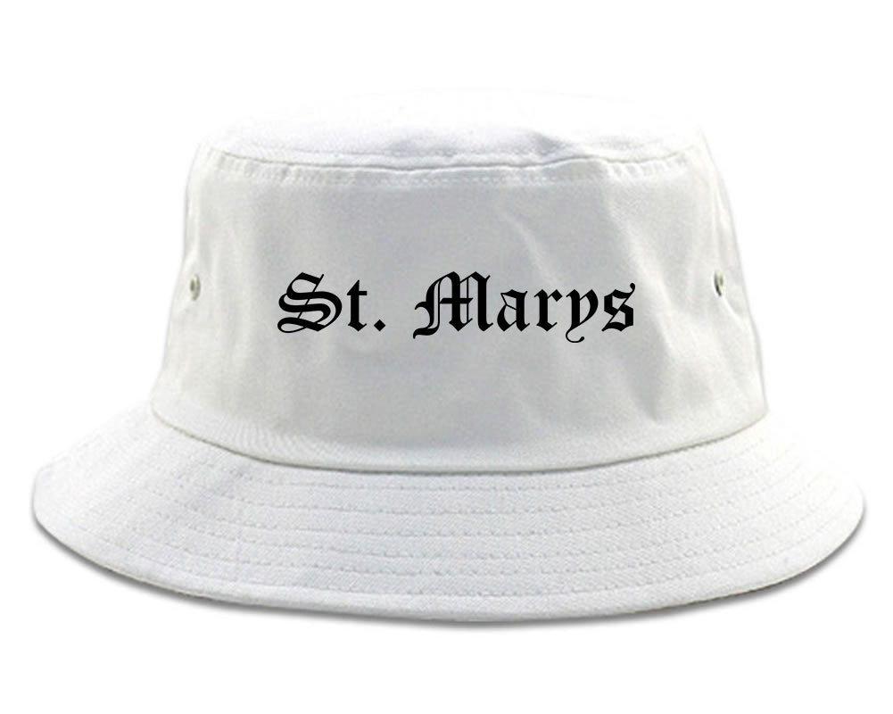 St. Marys Ohio OH Old English Mens Bucket Hat White