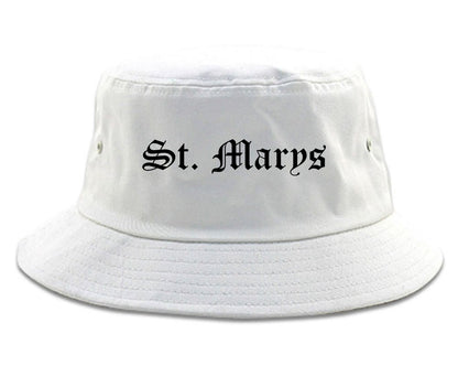 St. Marys Ohio OH Old English Mens Bucket Hat White