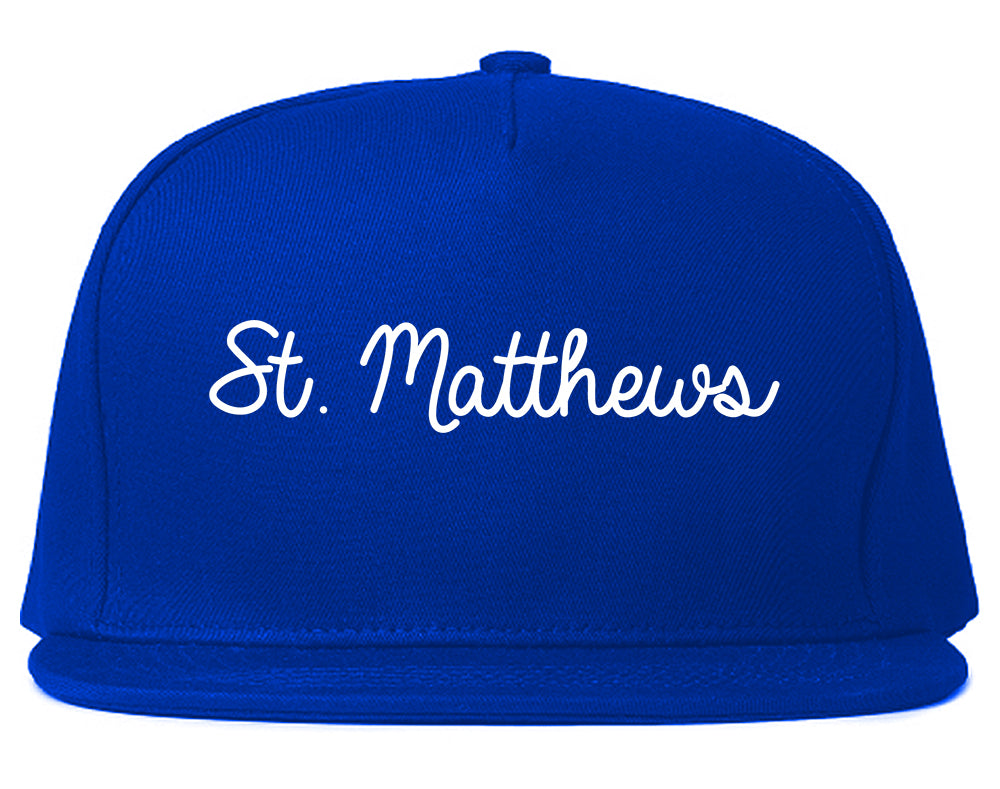 St. Matthews Kentucky KY Script Mens Snapback Hat Royal Blue