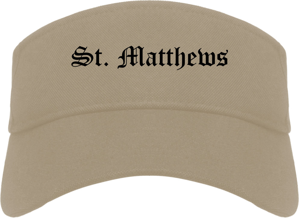 St. Matthews Kentucky KY Old English Mens Visor Cap Hat Khaki
