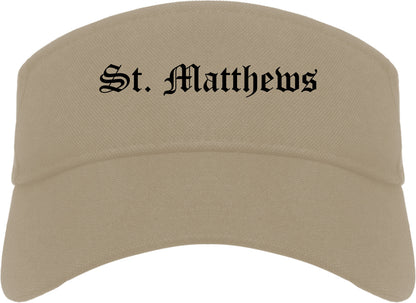 St. Matthews Kentucky KY Old English Mens Visor Cap Hat Khaki