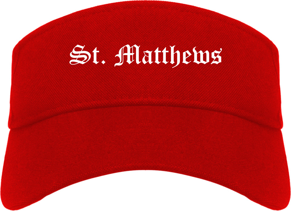 St. Matthews Kentucky KY Old English Mens Visor Cap Hat Red