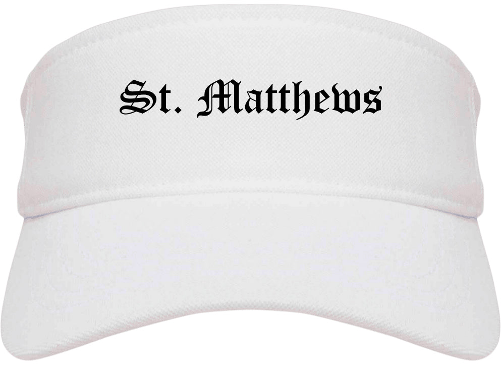 St. Matthews Kentucky KY Old English Mens Visor Cap Hat White