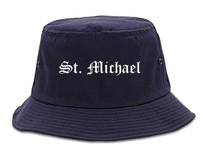 St. Michael Minnesota MN Old English Mens Bucket Hat Navy Blue