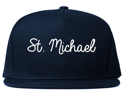 St. Michael Minnesota MN Script Mens Snapback Hat Navy Blue