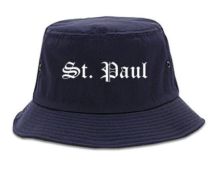 St. Paul Minnesota MN Old English Mens Bucket Hat Navy Blue